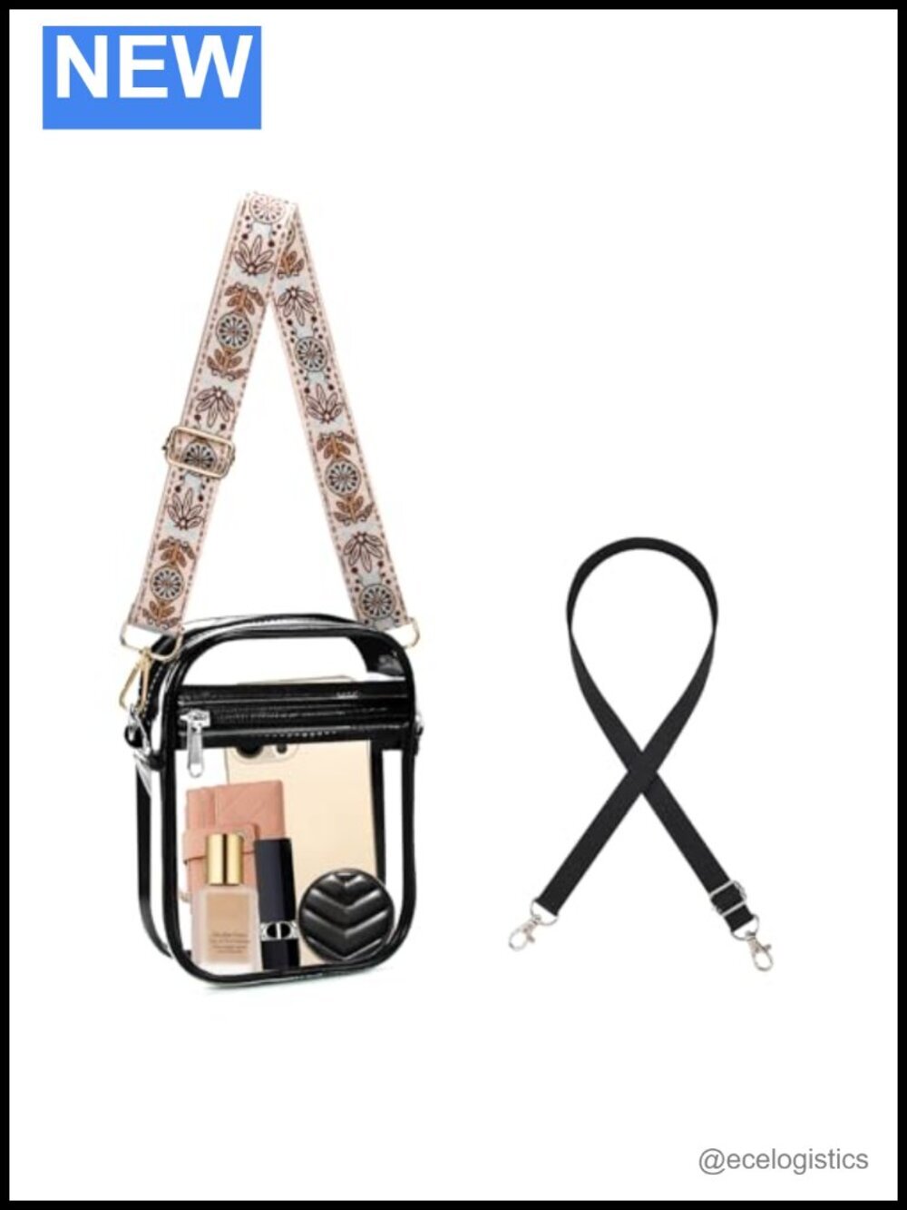 Clear Crossbody Purse Stadium Approved with Front Pocket